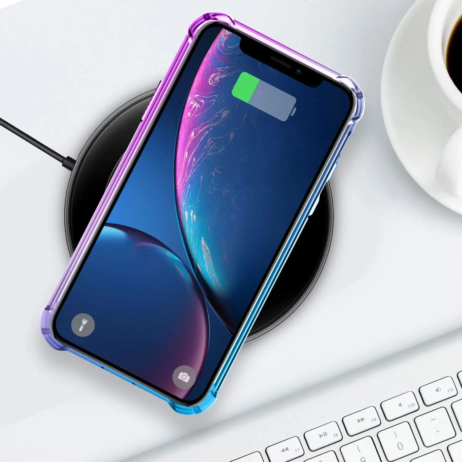 Чехол WEFOR для iPhone XS X 8 прозрачный милый градиентный тонкий с защитой от царапин TPU