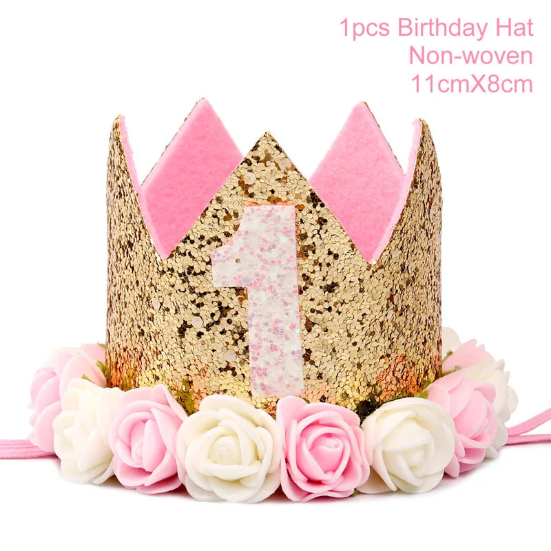 1pc birthday hat Huiran 1 год Babyshower с днем рождения воздушный шар из фольги баллон номер 1 день Рождения Декор дети мальчик девочка первый день рождения - Цвет: 1pc birthday hat