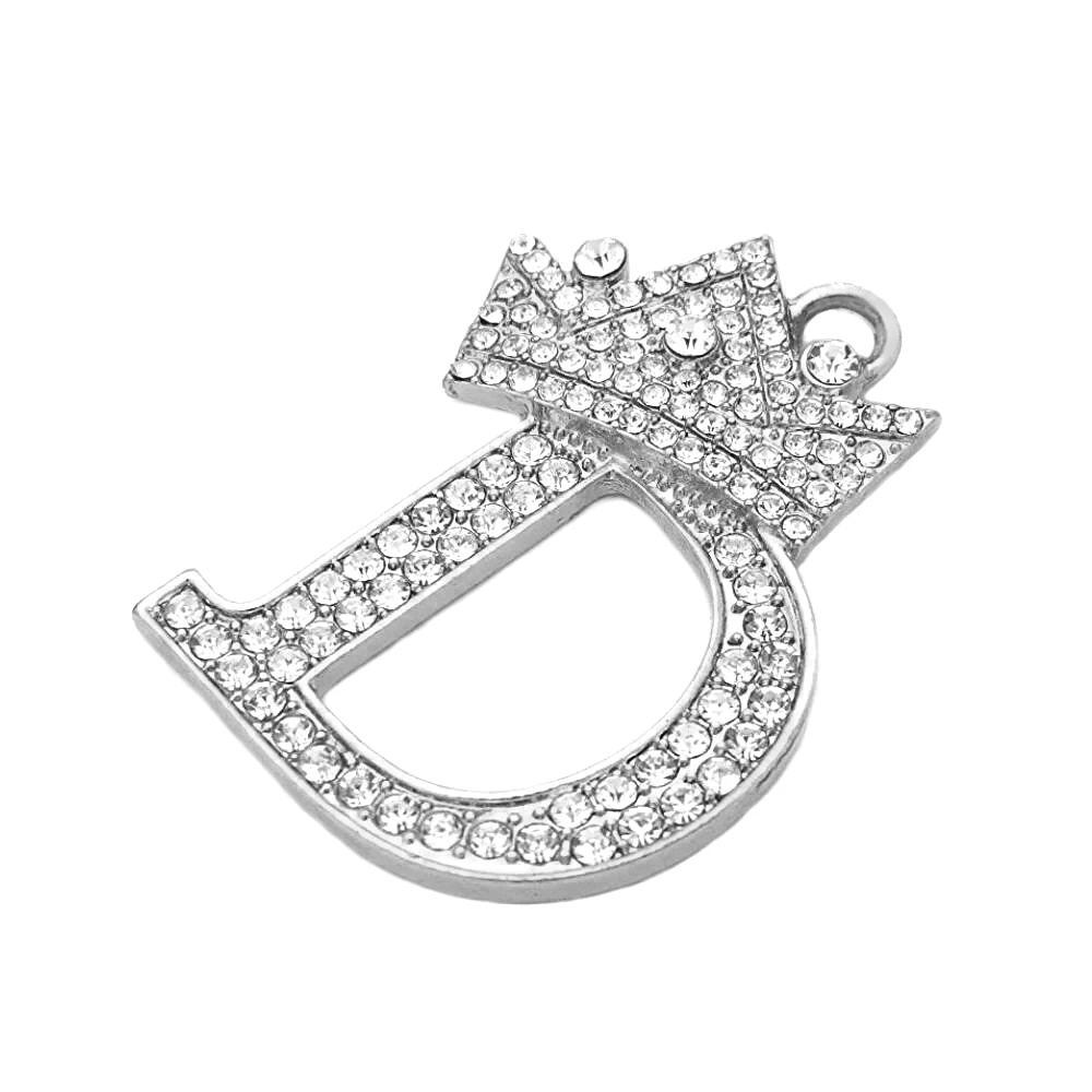 Metal Alloy Clear Crystal Initial Alphabet Letter Crown D Pendant Charm For Necklaces Making | Украшения и аксессуары