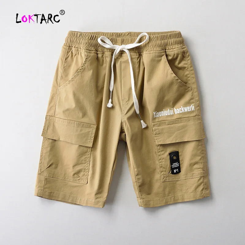Khaki LOKTARC обувь для мальчиков Брюки Карго Короткие повседневные шорты брюки девочек малышей эластичный пояс шорты женщин мальчико - Цвет: Khaki