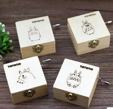 4 pieces Hayao Miyazaki Totoro деревянная музыкальная шкатулка, 4 штуки/партия для коллекции или подарок на день рождения - Цвет: 4 pieces