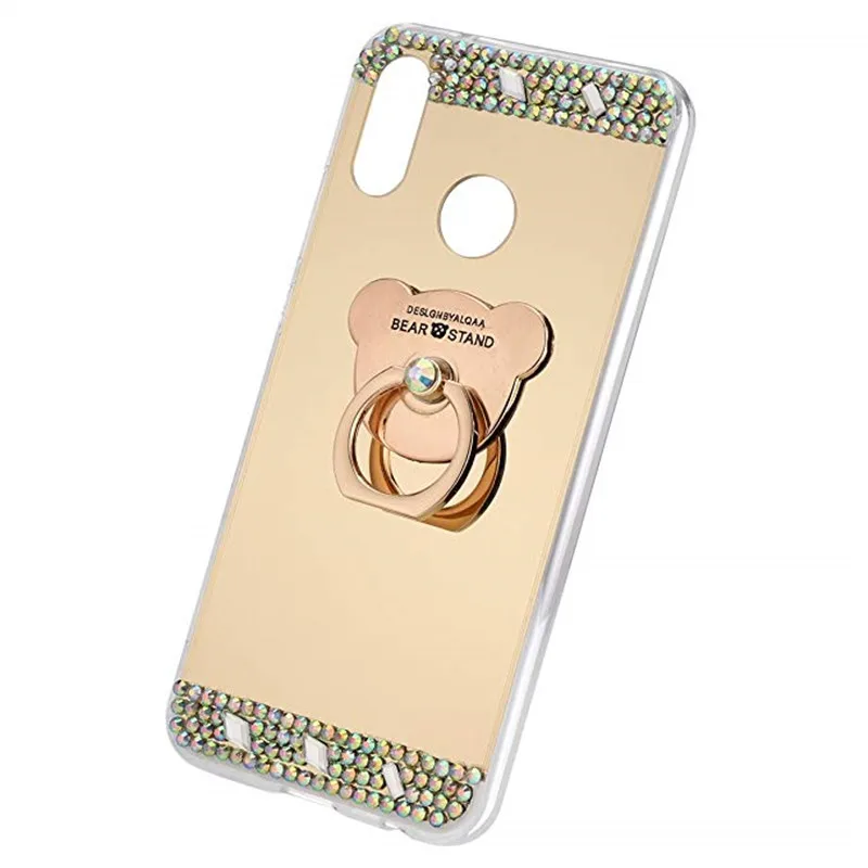 Fashion Mirror Bling Case for Huawei Y9 2019 P Smart Plus Nova 3i Honor 8c honor 8X Glitter Ring Holder Phone Shell Cover |