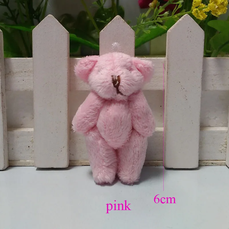 Pink Мягкие игрушки, милый плюшевый мишка, кукла, 6 см, шарнирная ручная и ножная работа, сделай сам, креативный Мишка ручной работы, мобильный телефон, ювелирная игрушка для девочек - Цвет: Pink