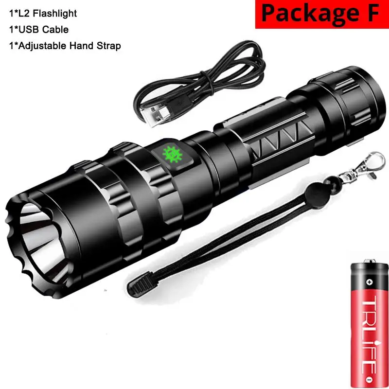 Package F L2 USB Перезаряжаемый Тактический светильник-вспышка красный/зеленый/белый светодиодный светильник для охоты сверхяркий водонепроницаемый фонарь 18650 - Испускаемый цвет: Package F