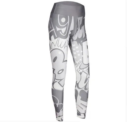 light gray Женские леггинсы с рисунком из мультфильмов, не прозрачные леггинсы для тренировок, Утягивающие легинсы с высокой талией, женские леггинсы для фитнеса - Цвет: light gray