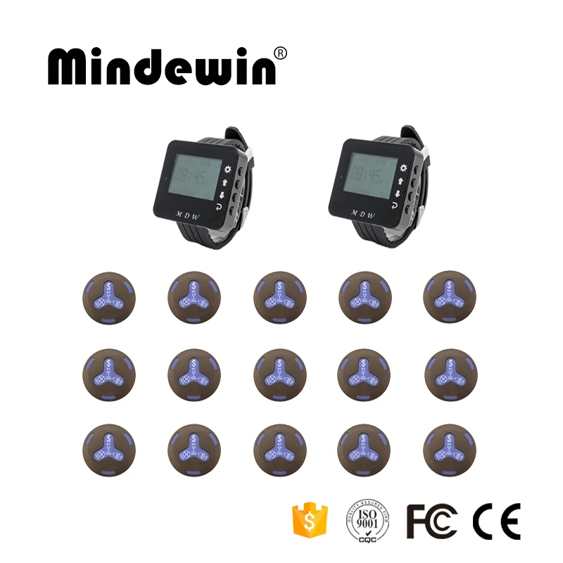 Mindewin новый дизайн Пейджер 15 шт. вызов официанта пейджер + 2 наручных часов