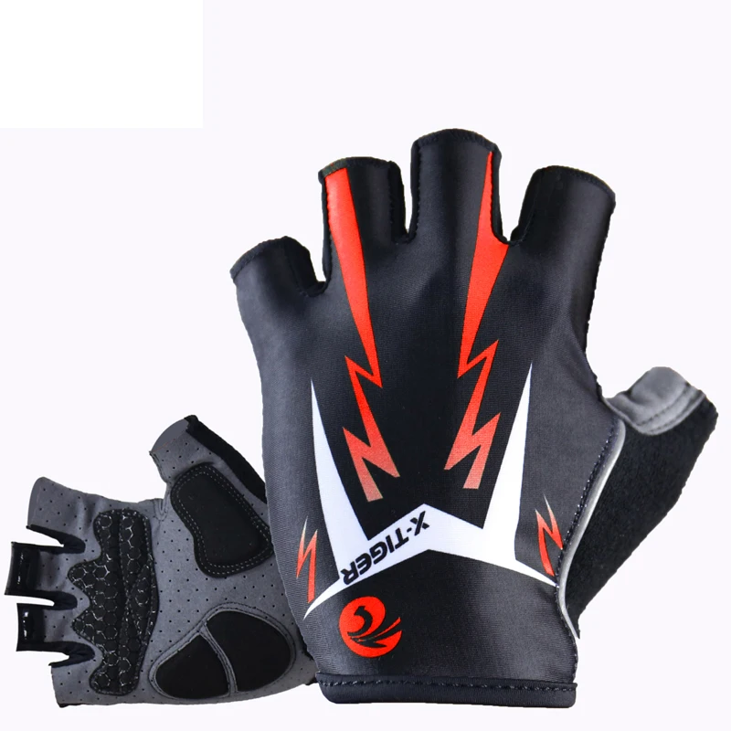 Мука Зеленый 3D гель Pad Половина Finger велосипедные перчатки для MTB Светоотражающие летние велосипедные перчатки спортивные противоударный горный велосипед Прихватки для мангала - Цвет: Красный