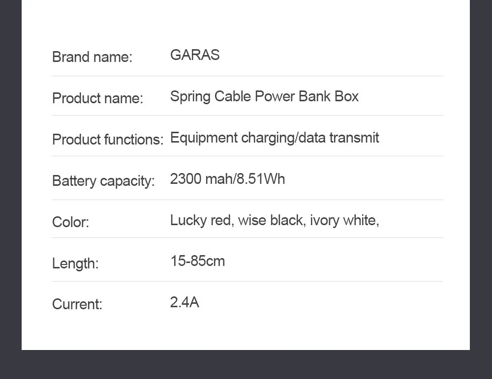 GARAS power Bank PD/QC3.0 для iPhone/Micro USB/USB C mini power bank быстрое зарядное устройство для xiaomi/huawei type C до type C пружинный кабель