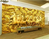 beibehang custom photo wallpaper mural dragon horse spirit gold dragon eight horse gold horse 3d tv background wall