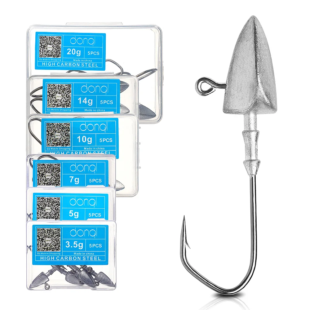 DONQL 5 шт./кор. Lead Jig Head рыболовного крючка колючий Карп удочка для Мягкая приманка в виде червей 3,5g 5g 7g 10g 14 г, 20 г, набор рыболовных крючков