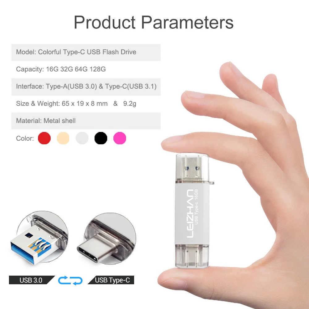 LEIZHAN USB флэш накопитель 256 ГБ 128 Гб 64 32 оперативной памяти 16 встроенной Тип C Pendrive