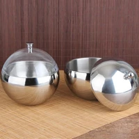 double layer spherical buffet sauce bowls with lid seasoning mixing ice bucket salad bowl food storage bowl 1 5l