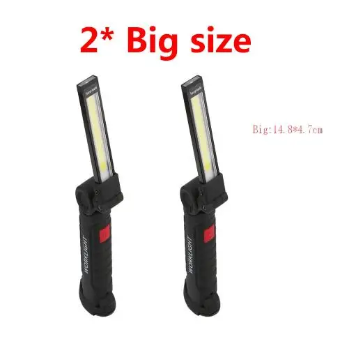 big size 2 шт./лот портативный 5 Режим COB вспышка светильник фонарь перезаряжаемый светодиодный рабочий светильник Магнитный COB Lanterna подвесной фонарь с крюком для кемпинга - Испускаемый цвет: big size