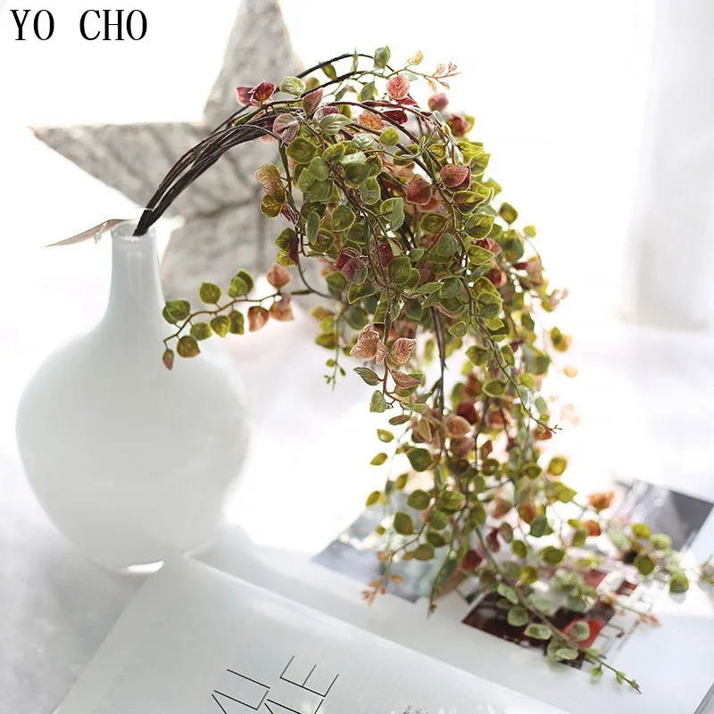 Искусственные листья YO CHO из ротанга золотистые и серебристые украшения для