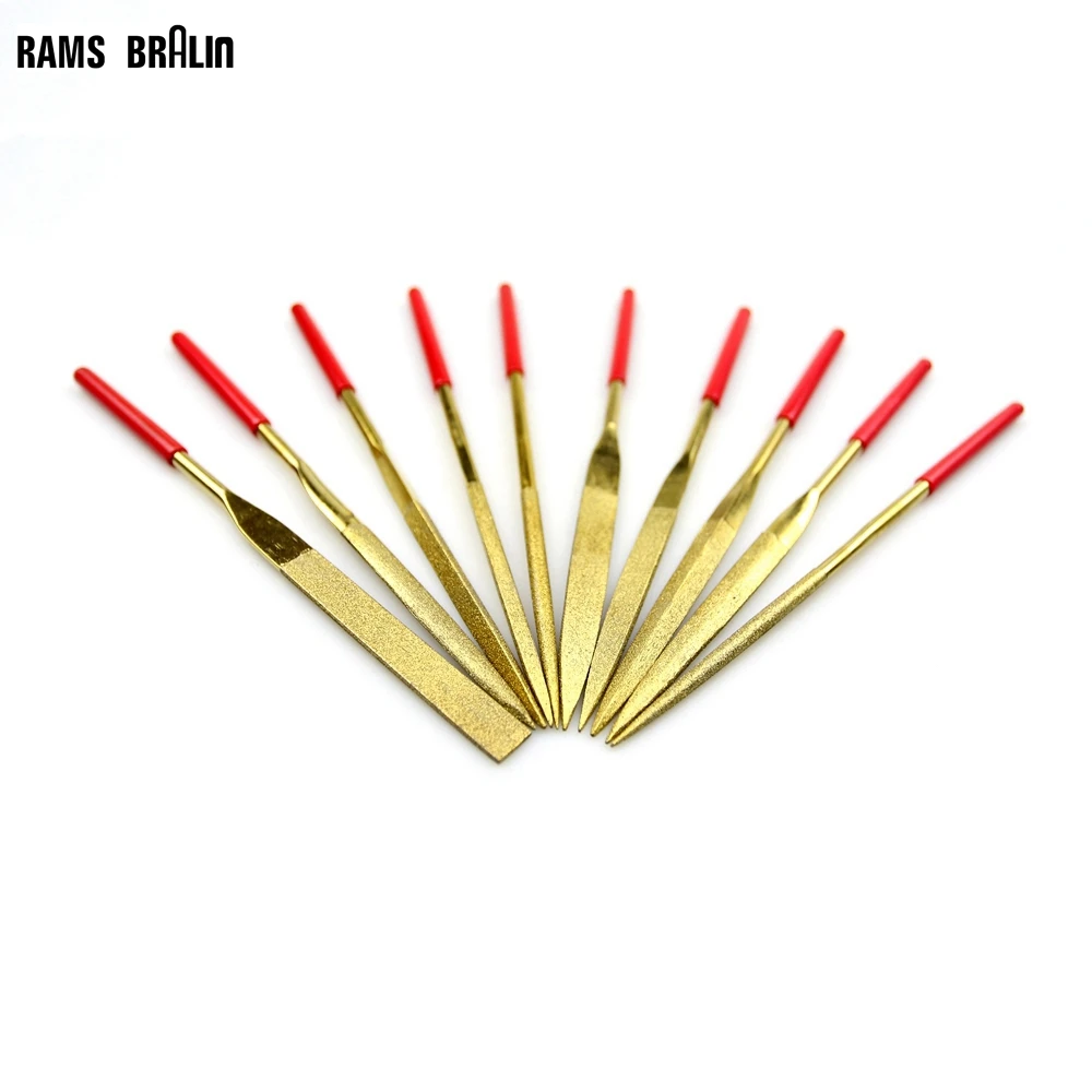 10 pieces/pack Assorted 5*180mm Ti coated Diamond File Set Emery Files Reshaping | Инструменты