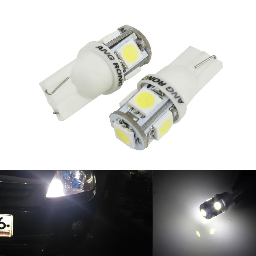 ANGRONG 10 шт. T10 лампы 5 SMD 5050 Светодиодные Автомобильные Боковые ксенон белый W5W 501