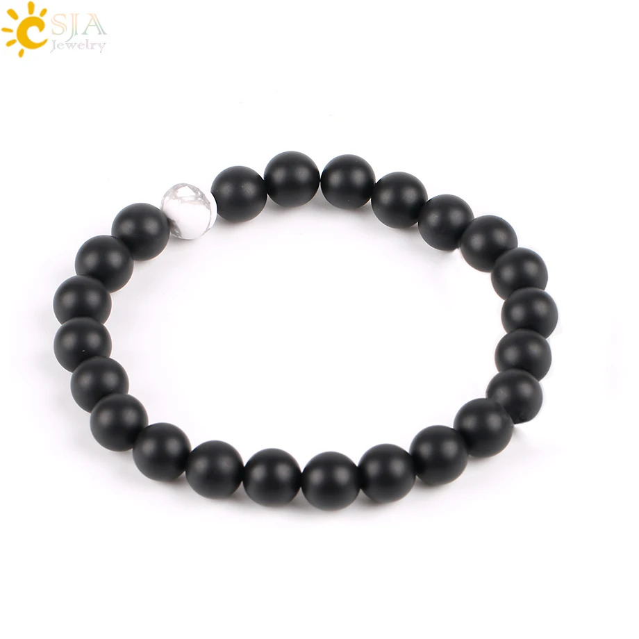 Браслеты CSJA для влюбленных пар балансирующие ювелирные изделия черные и белые