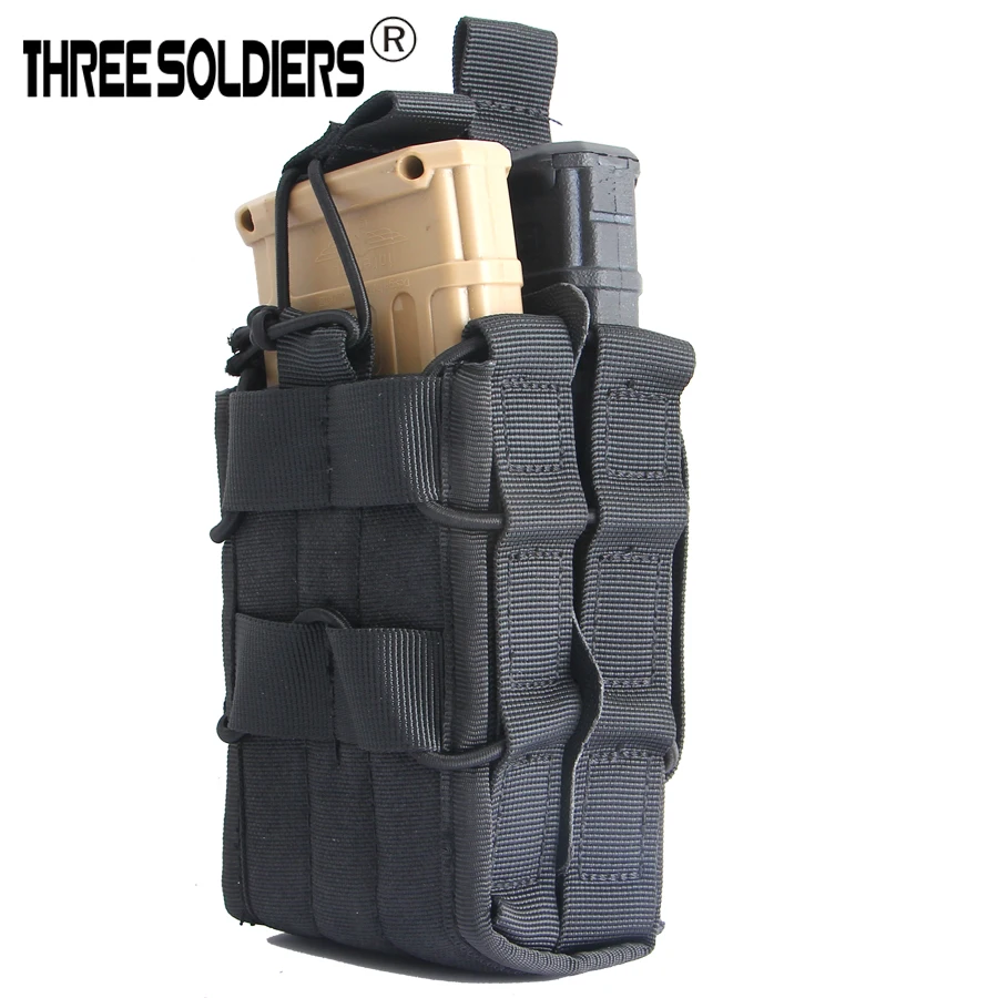 

THREE SOLDIERS M4 5.56 double Molle Open Top magazine pouch Tactical Combat Hunting Utility Dump Drop Pouch Bag waist belt pouch