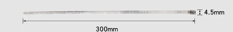 4.5mm X 300mm 10 шт. крепкие самофиксирующиеся Металлические Кабельные стяжки 304 из нержавеющей стали, стяжки на молнии 300 мм, стяжки для проводов, зажимы для шлангов, зажим для тяжелых труб - Цвет: 4.5mm X 300mm