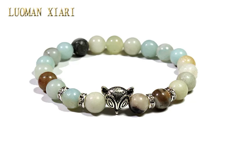 Лиса горный хрусталь браслеты натуральный розовый кристалл камень аметист для женщин ювелирные изделия стрейч энергетическая Йога подарок 19 мм