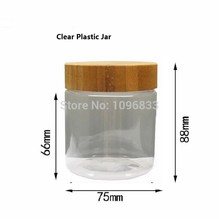 Clear Jar 50 шт 250g 250 ml контейнер косметический банки с бамбуковой крышкой ясно Пластик Косметический Контейнер банки для конфет бамбуковая крышка Matt Матовая банка - Цвет: Clear Jar