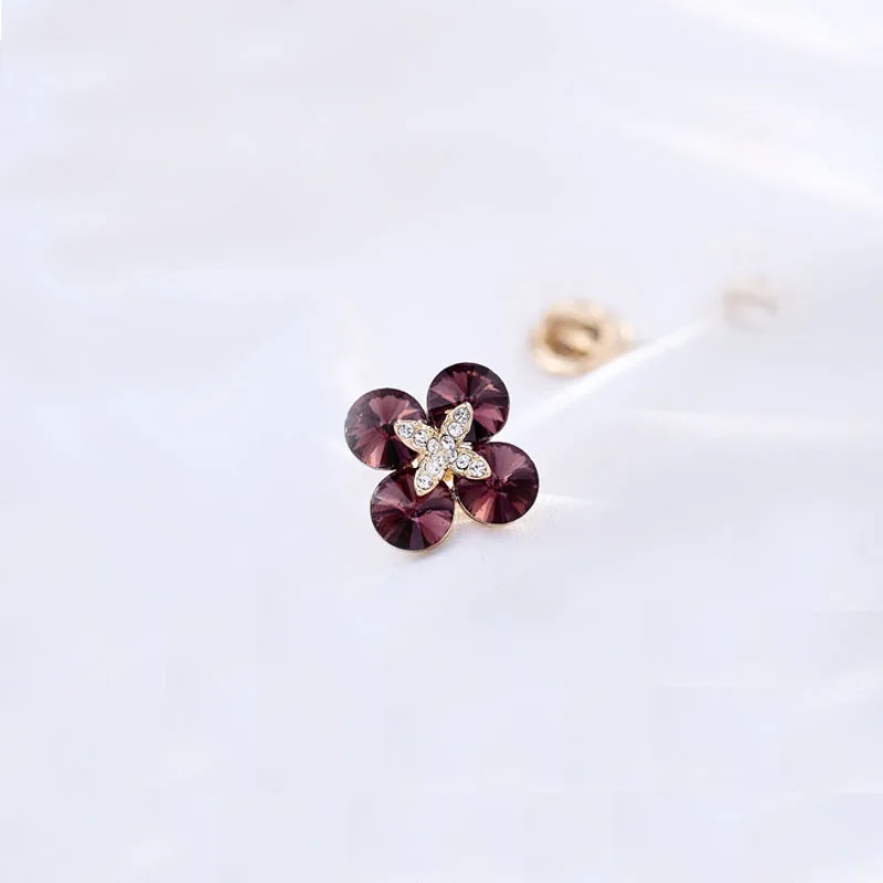 

Fashion Lots 2 Pcs Cute Small Rhinestone Crystal Flower Shirt Brooch Pin Women Collar Button Stud Brooches Jewelry