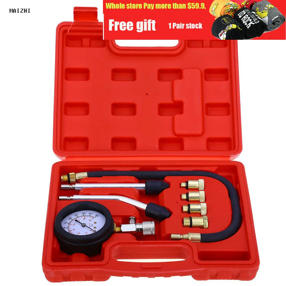 High quality new 9 PCS Petrol cylinder leakage tester Gauge Meter Test Pressure Compression Tester Leakage Diagnostic MPS031 | Автомобили