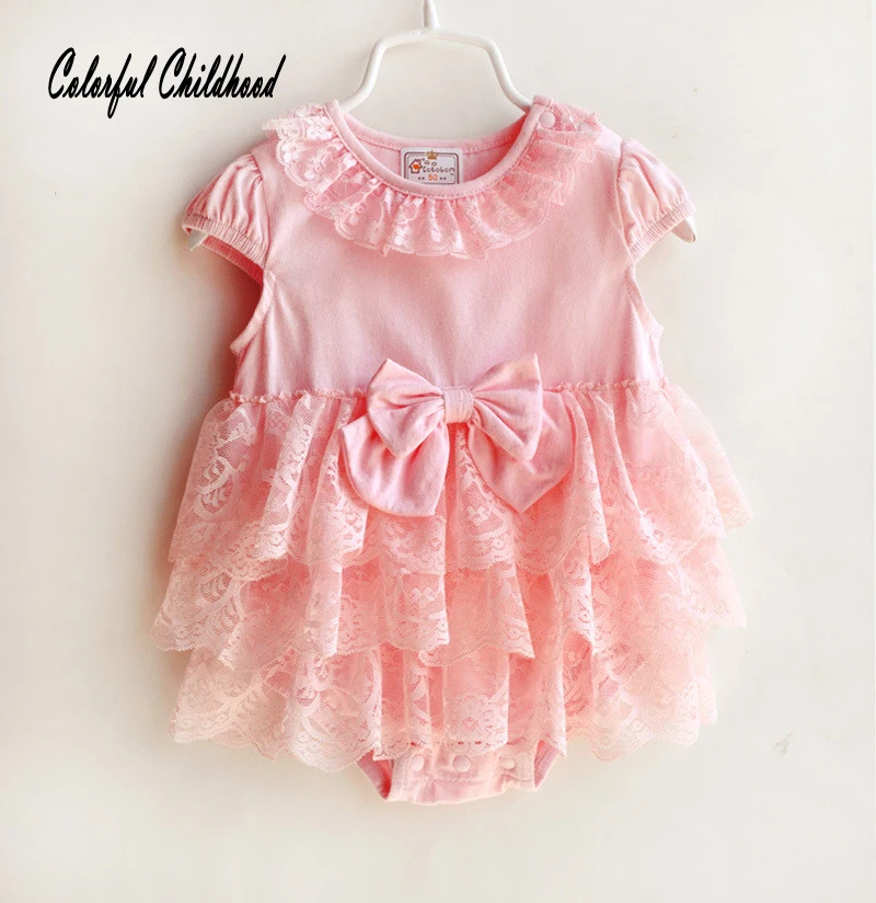 

Newborn Baby Summer Rompers Sweet lace bow Baby Girls Short Sleeve Clothes One Piece Overalls Infant baby jumpsuit