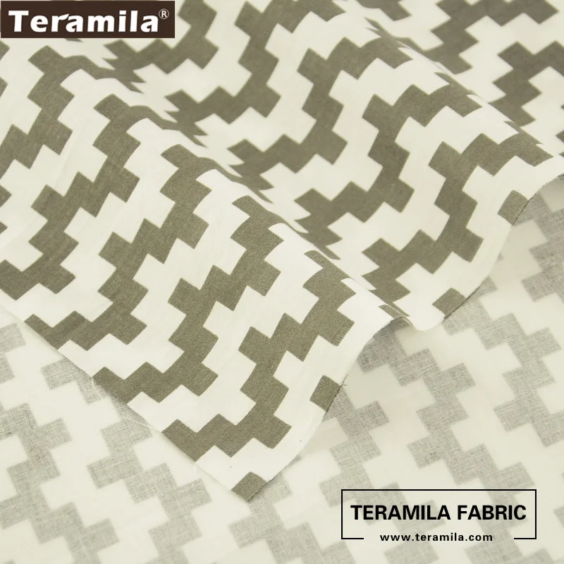 Хлопчатобумажная ткань Teramila с геометрическим принтом квадратный дизайн