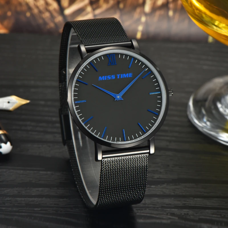 Misstime ультра тонкие часы швейцарский кварцевый механизм часовой моды известный