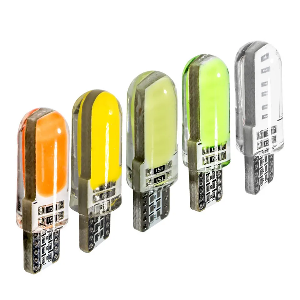 10pcs/lot T10 Silicone COB Led bulb W5W 192 168 Silicagel Auto Wedge Side Light Parking License Plate Car Styling Fog Lamp | Автомобили и