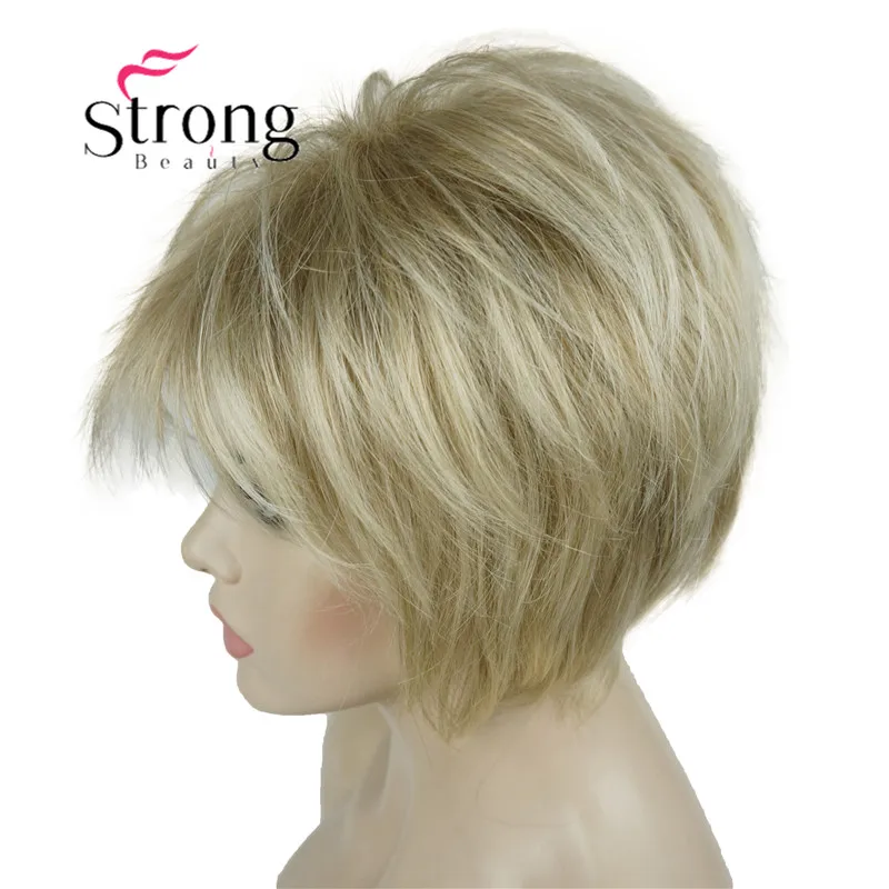 StrongBeauty короткий слоистый блондин Толстый Пушистый полный синтетический парик Тепло ОК