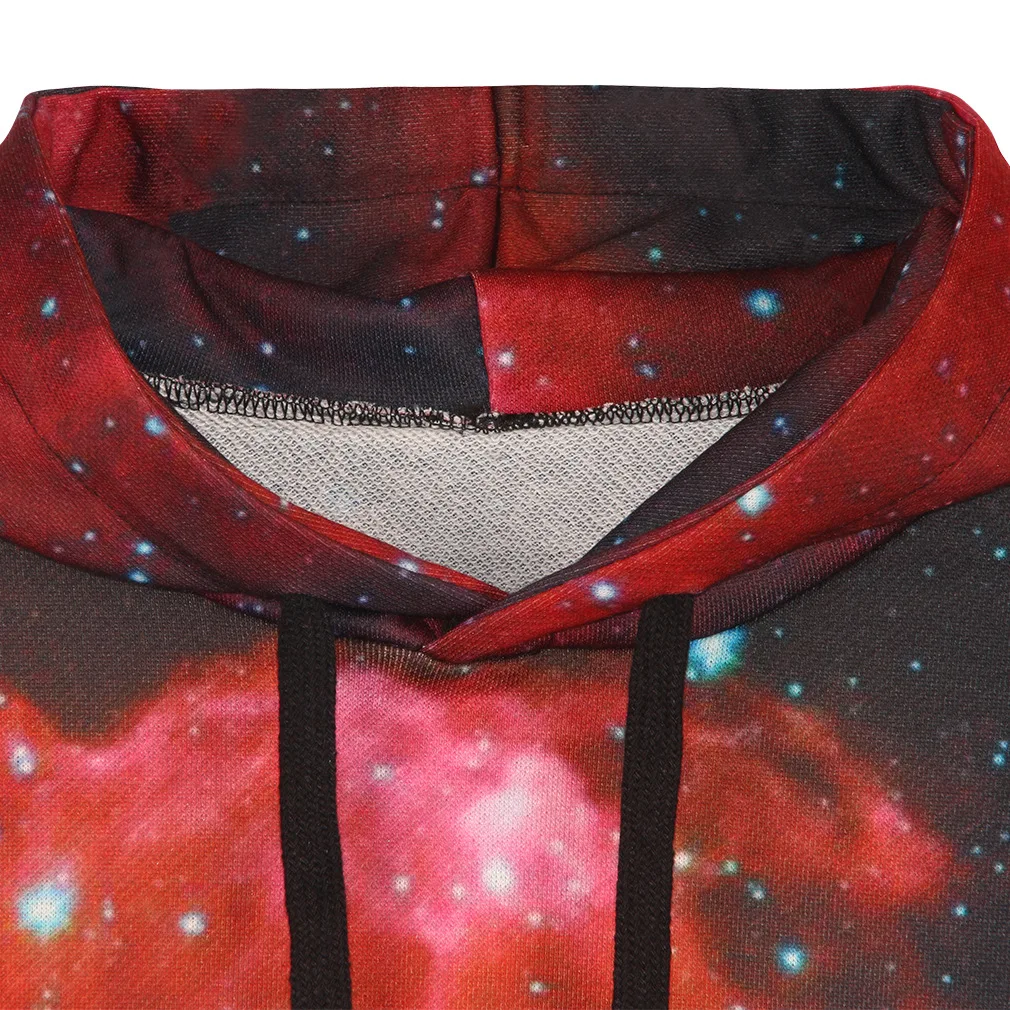 Женские толстовки с капюшоном 3D принтом Red Galaxy Stars мягкая толстовка и длинными