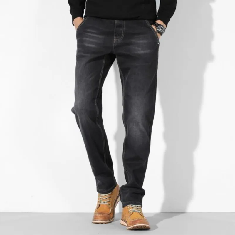 Plus Size 44 46 48 Jeans New Tide Loose Mens Men's Baggy straight jeans Comfortable Cotton Men Trousers Leisure Bottoms | Мужская