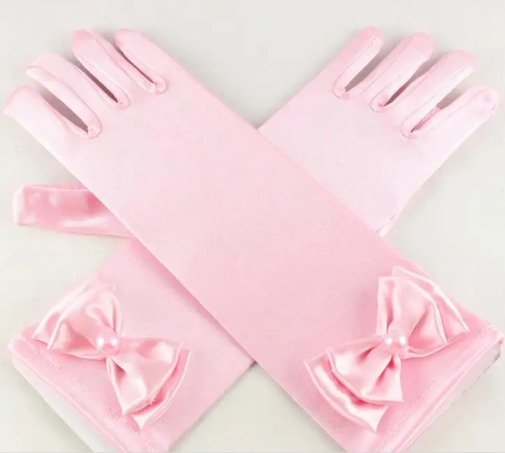 Эластичные Длинные Сатиновые перчатки для девочек на свадьбу детское нарядное