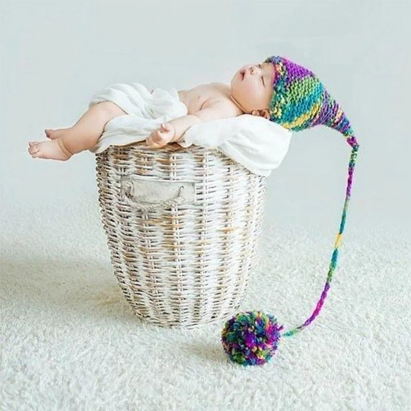 Baby fotografie props new born pom hat newborn photography prop knit toddler beanie infant shooting baby photo accessories | Детская