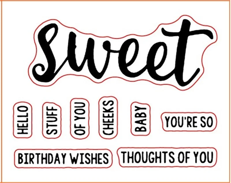 WW0412A1 "Congrats" "Sweet" "Love" Words Clear Silicone Stamp for Scrapbooking DIY Album Decorative Card Making Template 3x4inch New - Цвет: WW0412A1