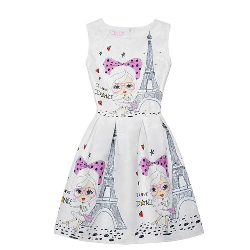 Праздничное платье для девочек летнее официальное принцессы с мультяшным