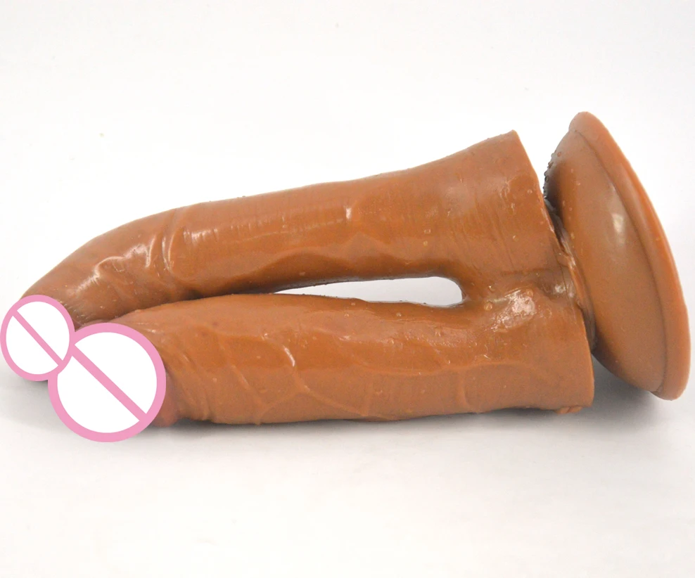 Коричневый двойной фаллоимитатор секс-игрушки для женщин мастурбация