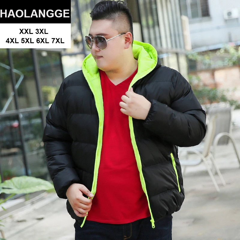 HAOLANGGE брендовая одежда размера плюс 3XL 4XL 5XL 6XL 7XL 8XL может 140 кг мужское зимнее платье с капюшоном и воротником парка и куртка 116