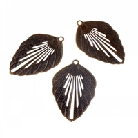 miaochi diy 20pcs bronze tone leaf filigree wraps connectors metal crafts gift decoration diy 70x45mm