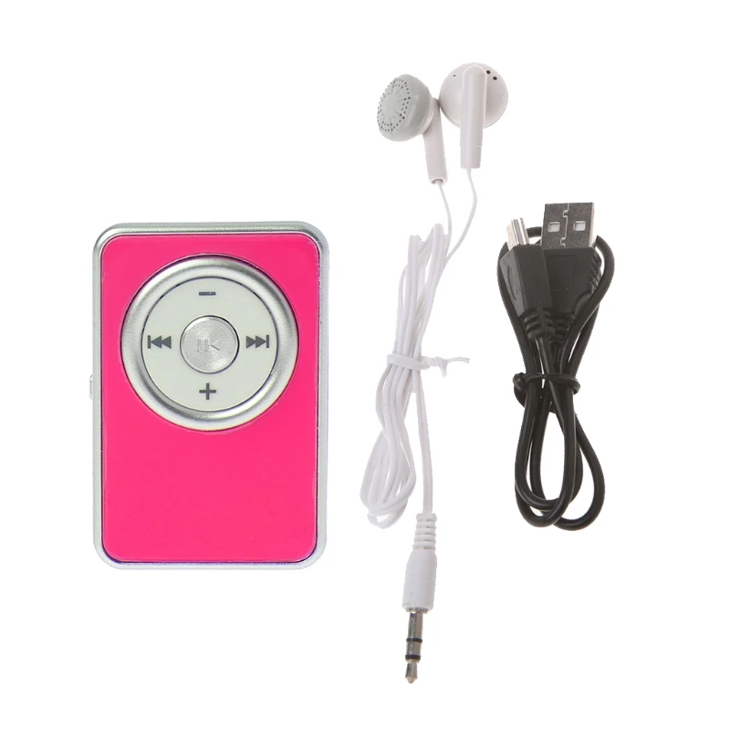 Мини зажим музыкальный медиа mp3 плеер Поддержка TF Micro SD карты с USB кабелем для