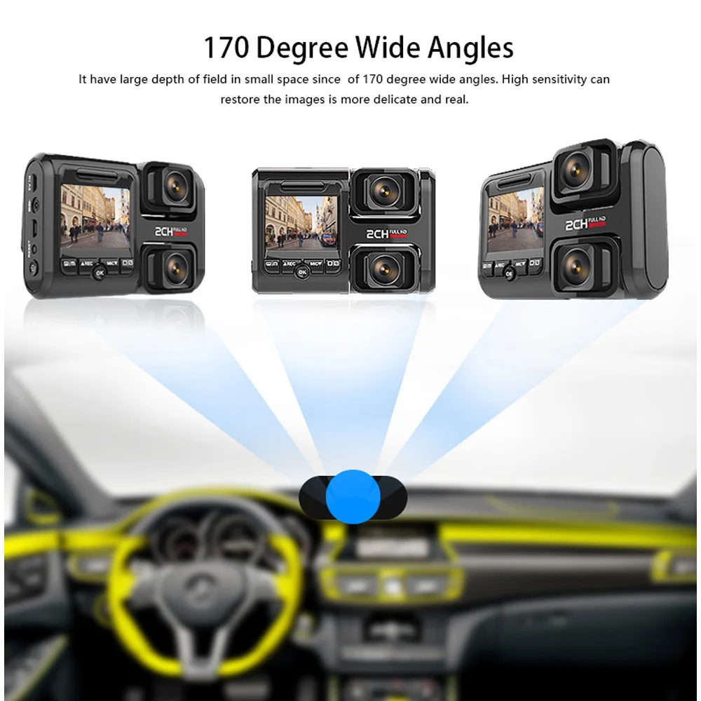 Автомобильный видеорегистратор Zuczug с Wi-Fi, встроенный gps, две камеры, full hd 1080 P, для сиденья/переднего, двойной, 170 градусов, Novatek 96663, видеорегистратор