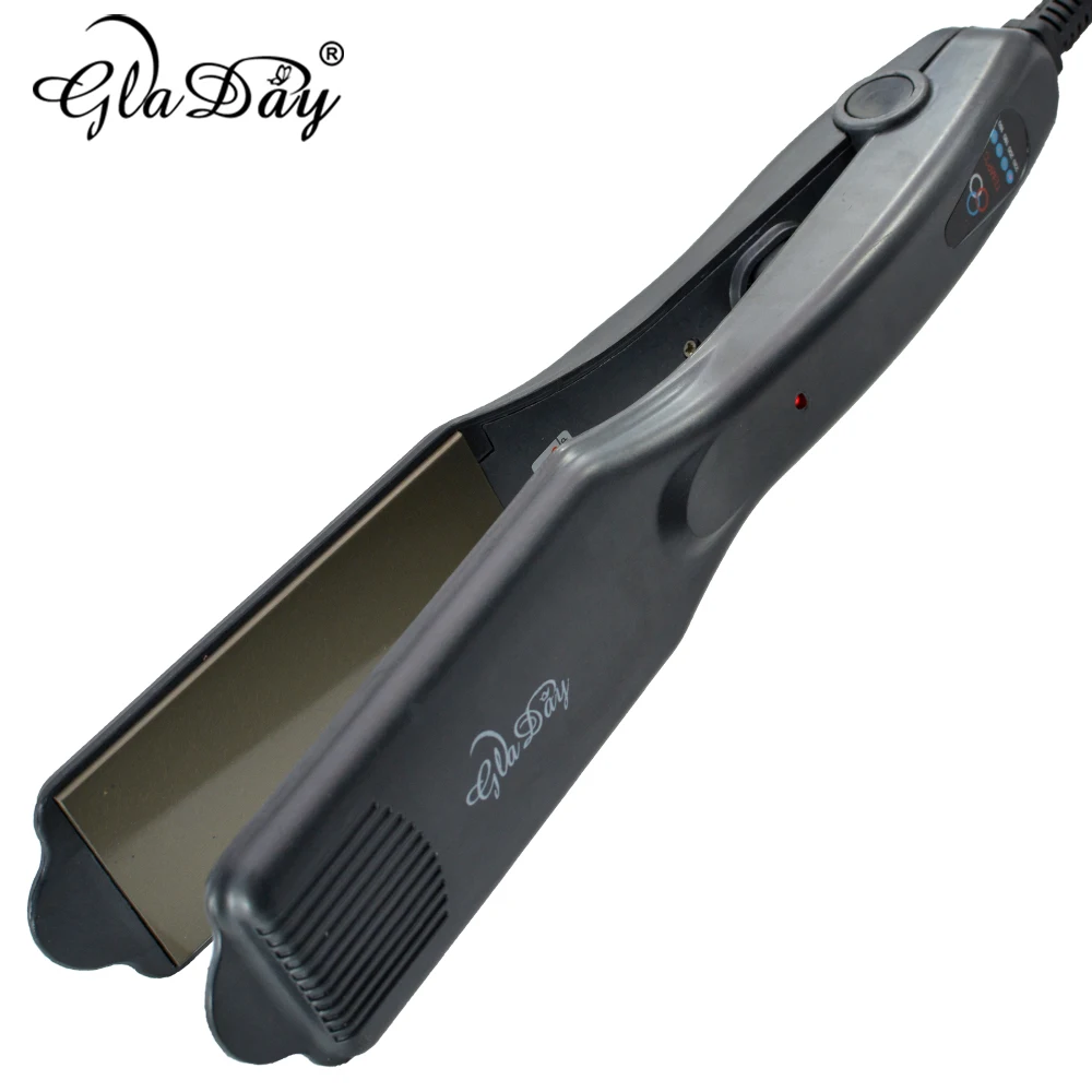 Титановый выпрямитель для волос, профессиональный салонный утюжок для выпрямления волос, инструменты для укладки со светодиодным дисплеем... от AliExpress WW