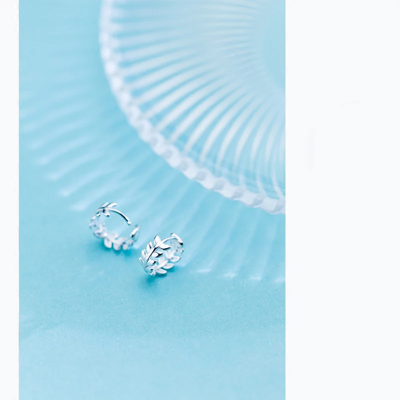 Серьги из серебра 925 пробы для женщин маленькая серьга-кольцо с растительным