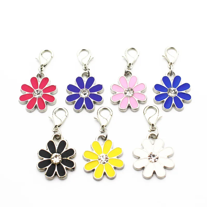 

Mixs 10 шт./лот металлические красочные цветочные хрустальные Висячие Подвески, эмалированные серебряные подвески с застежкой-лобстером, подх...