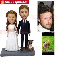 custom suit bobbleheads from photo wedding cake topper with dog pet custom animal bobble head from people photos little clay dol