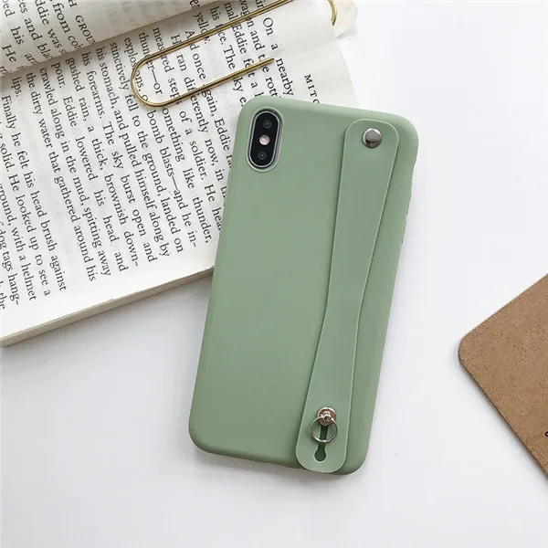 D Силиконовый чехол для телефона с ремешком на запястье для iphone XR X XS Max 6 6S 7 8 Plus, мягкий ТПУ простой ремешок на руку, простой чехол с подставкой - Цвет: D