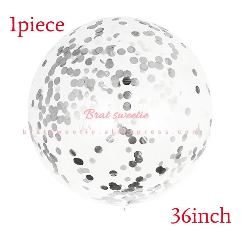 1pc Silver confetti 36 дюймов воздушный шар "Конфетти" тюль круглый гигантские надувные воздушные шары с днем рождения год Свадебные Рождество Рождественские украшения вечерние Fovors Globos - Цвет: 1pc Silver confetti