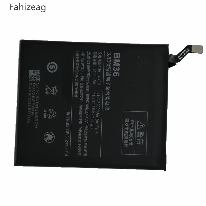 Fahizeag 3100/3180mAh 3 85 V BM36/BM 36 Замена для Xiaomi 5S Mi5S батарея Аккумулятор | Мобильные